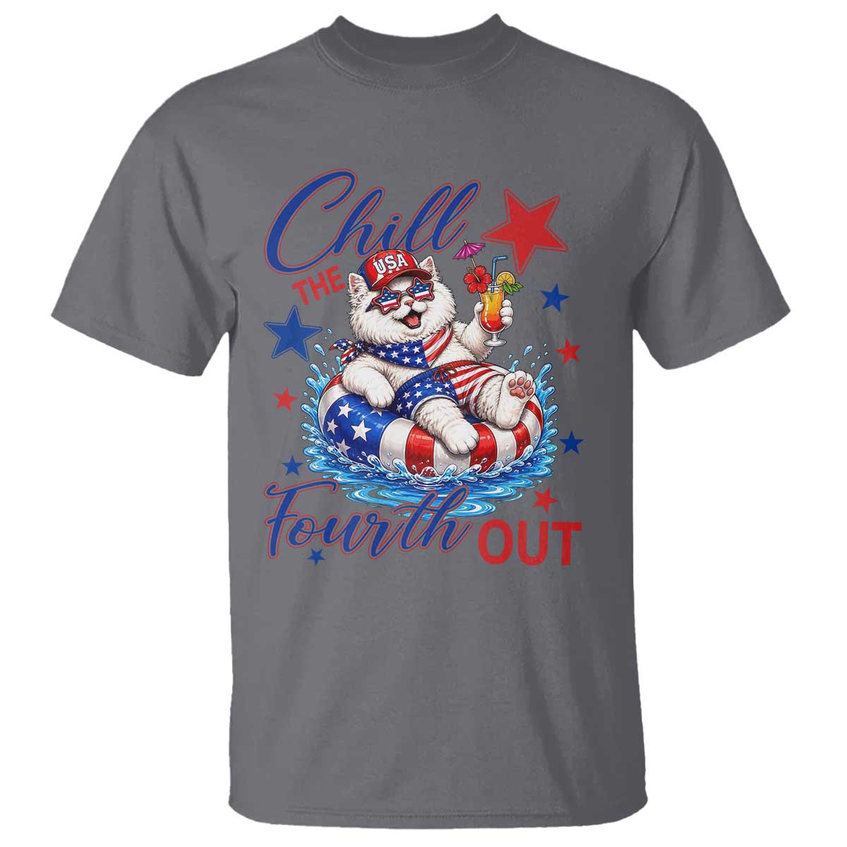 Funny Patriotic Persian Cat T Shirt Chill The Fourth Out