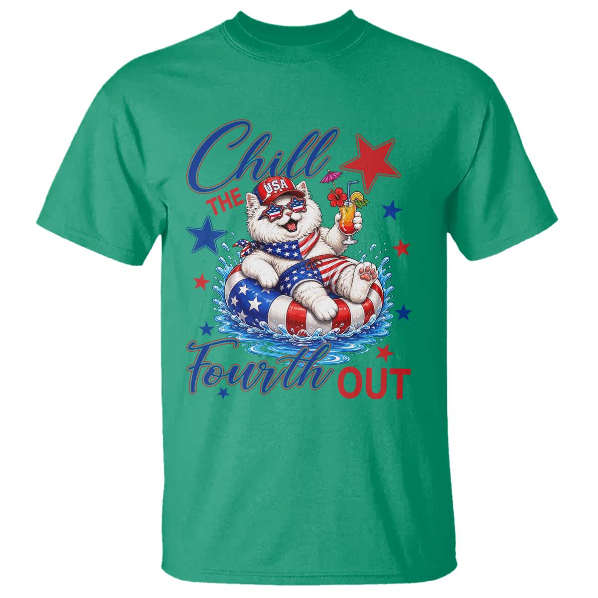 Funny Patriotic Persian Cat T Shirt Chill The Fourth Out