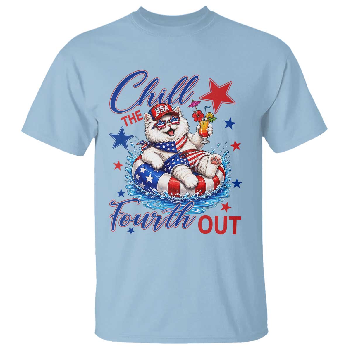 Funny Patriotic Persian Cat T Shirt Chill The Fourth Out
