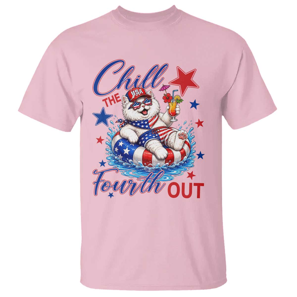 Funny Patriotic Persian Cat T Shirt Chill The Fourth Out