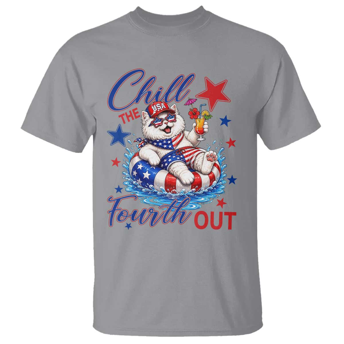 Funny Patriotic Persian Cat T Shirt Chill The Fourth Out