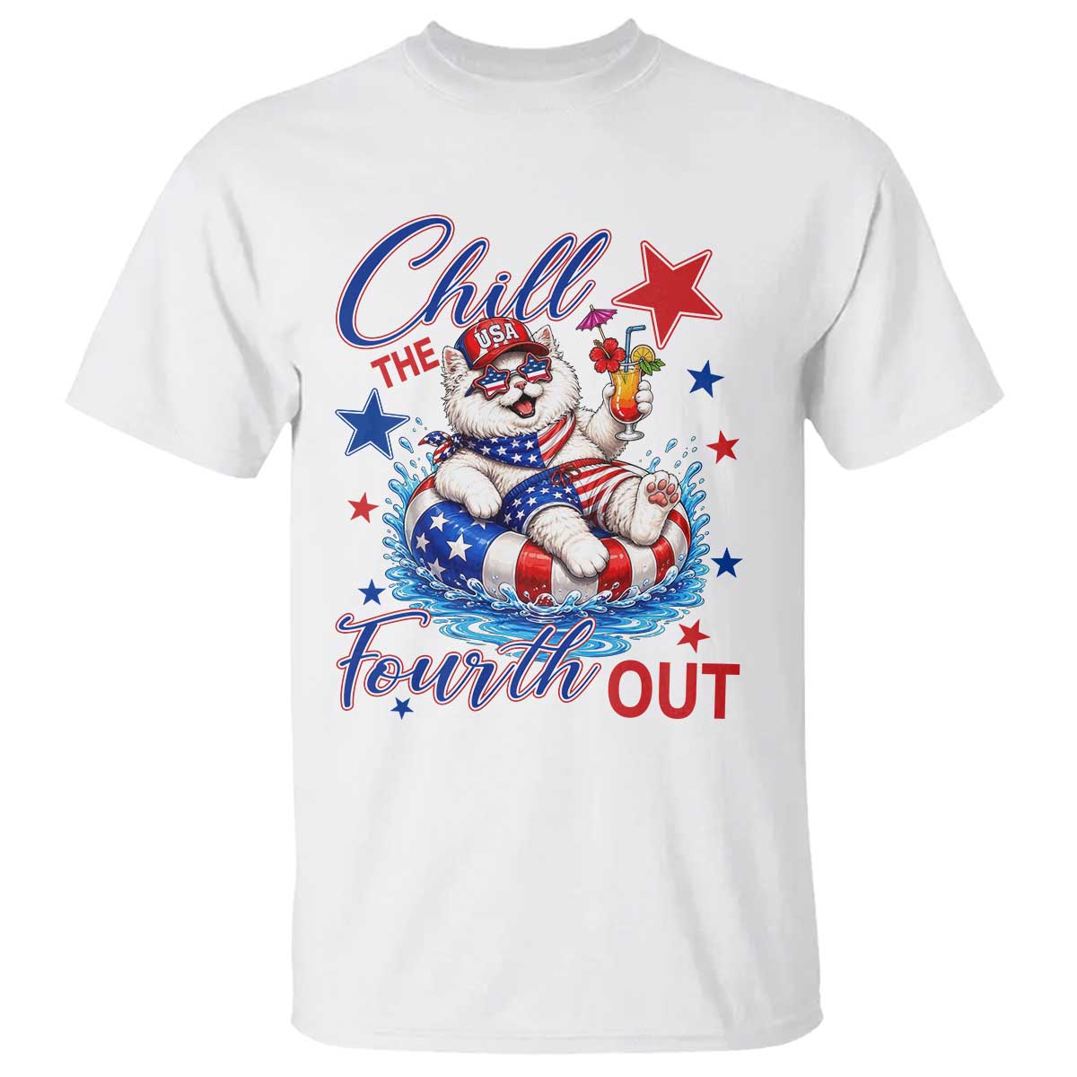 Funny Patriotic Persian Cat T Shirt Chill The Fourth Out