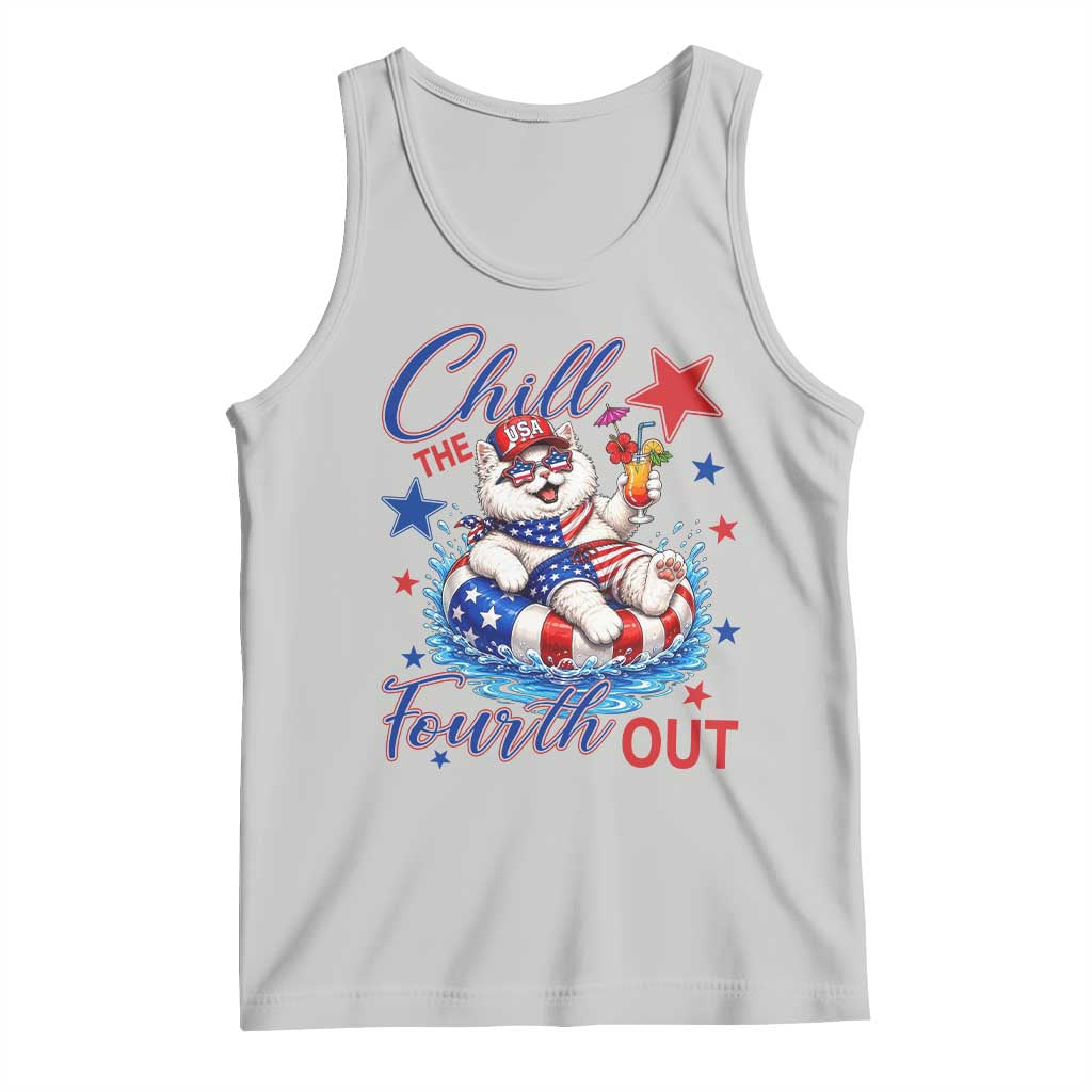 Funny Patriotic Persian Cat Tank Top Chill The Fourth Out