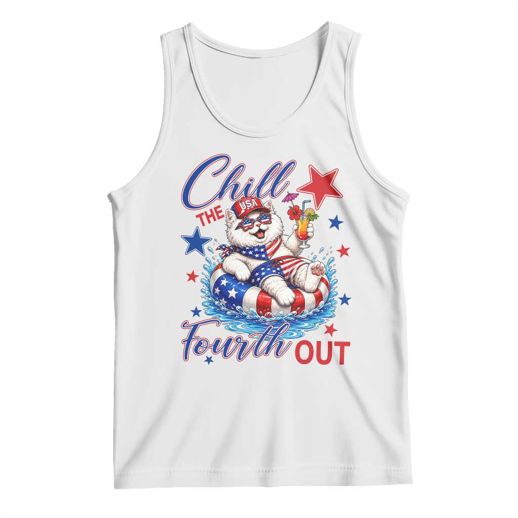 Funny Patriotic Persian Cat Tank Top Chill The Fourth Out