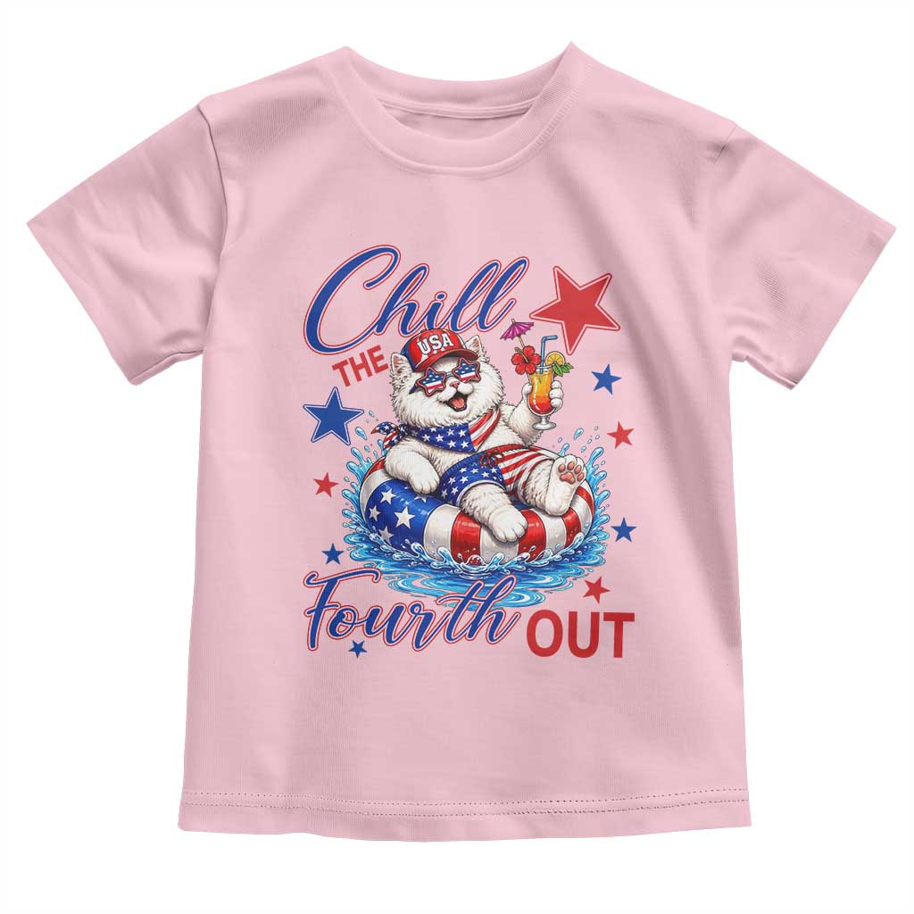 Funny Patriotic Persian Cat Toddler T Shirt Chill The Fourth Out