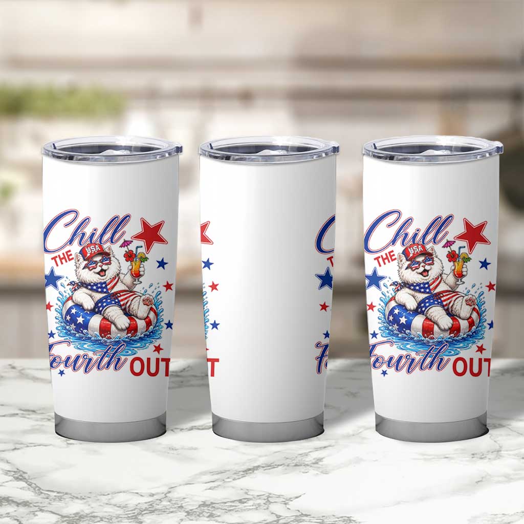 Funny Patriotic Persian Cat Tumbler Cup Chill The Fourth Out