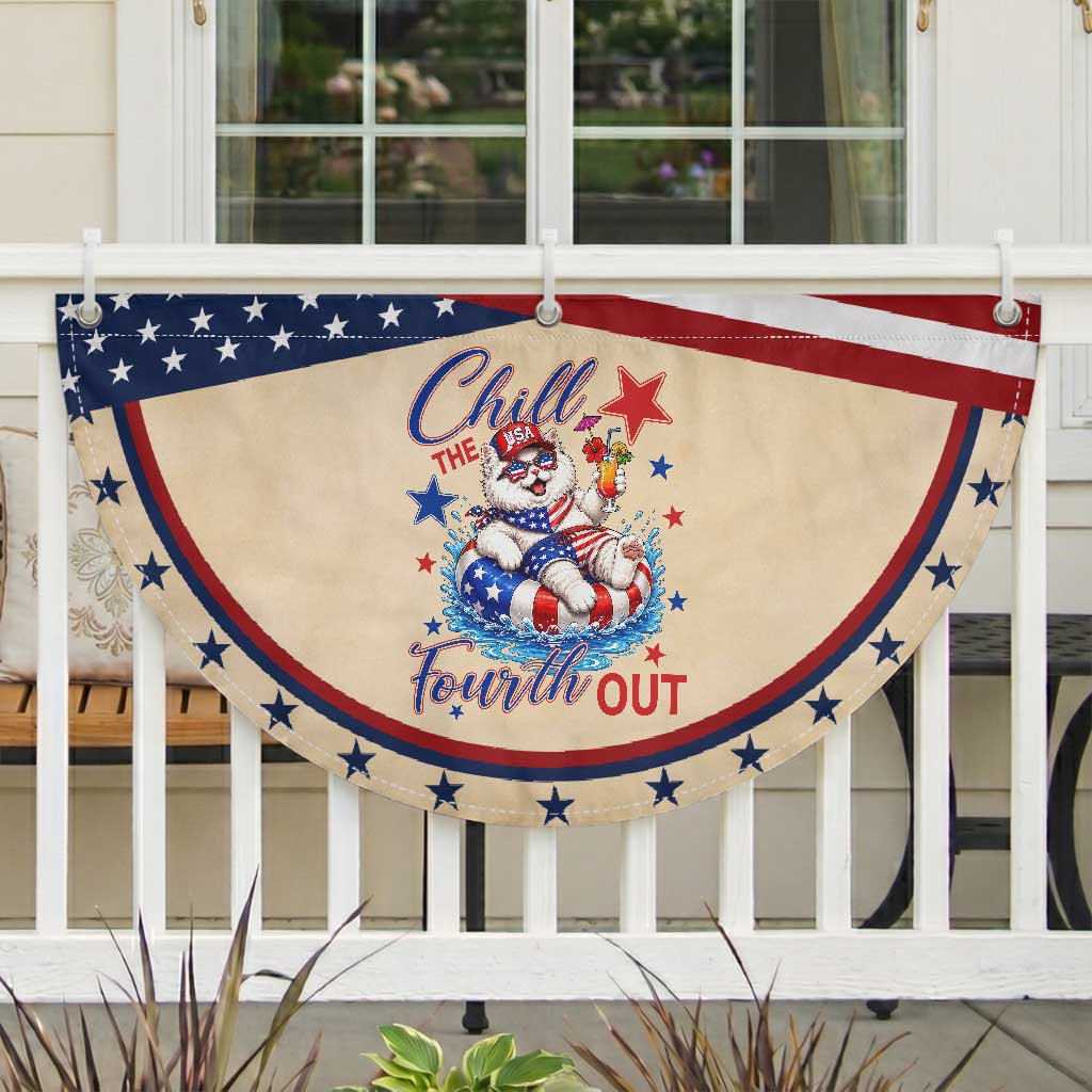 Funny Persian Cat Patriotic Fan Flag Chill The Fourth Out