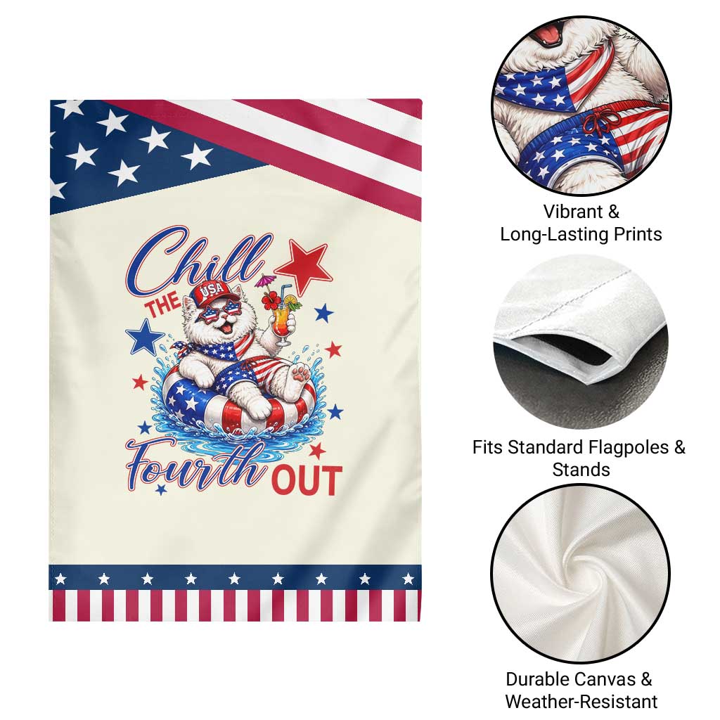 Funny Patriotic Persian Cat Patriotic Garden Flag Chill The Fourth Out