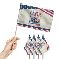 Funny Patriotic Persian Cat Patriotic Handheld Flag Chill The Fourth Out