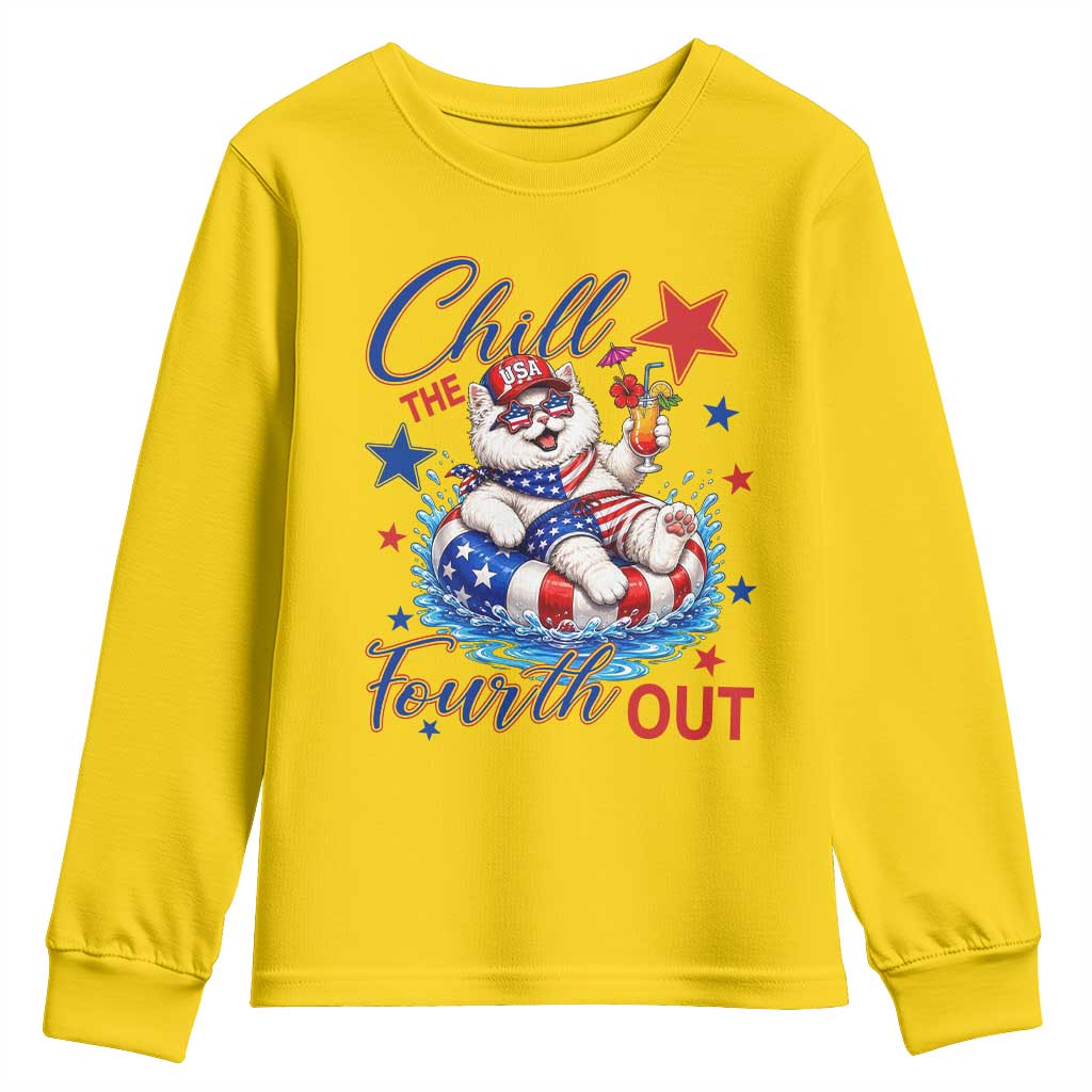 Funny Patriotic Persian Cat Youth Sweatshirt Chill The Fourth Out