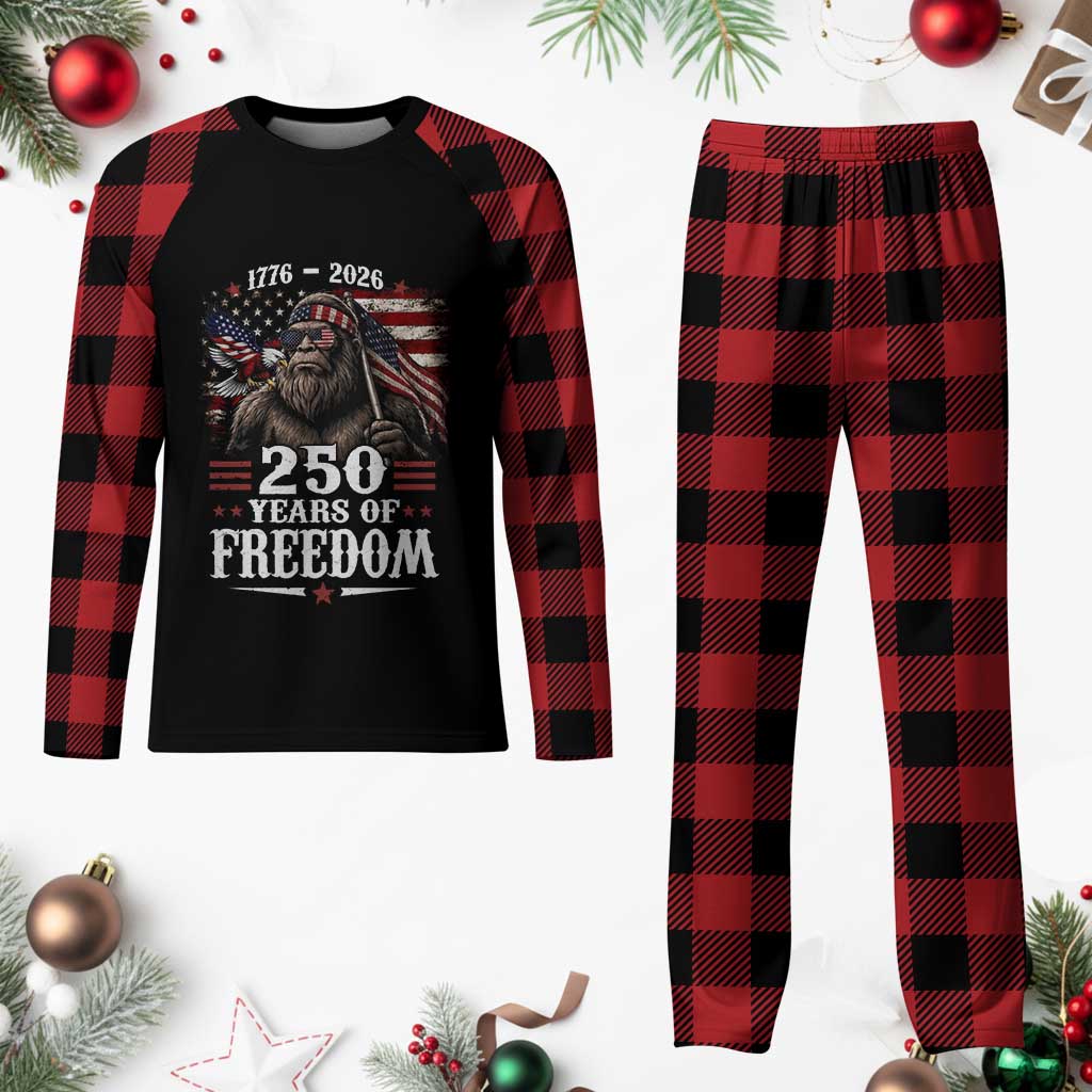 Bigfoot 250 Years Of Freedom Plaid Pajama Set Patriotic Sasquatch Lover