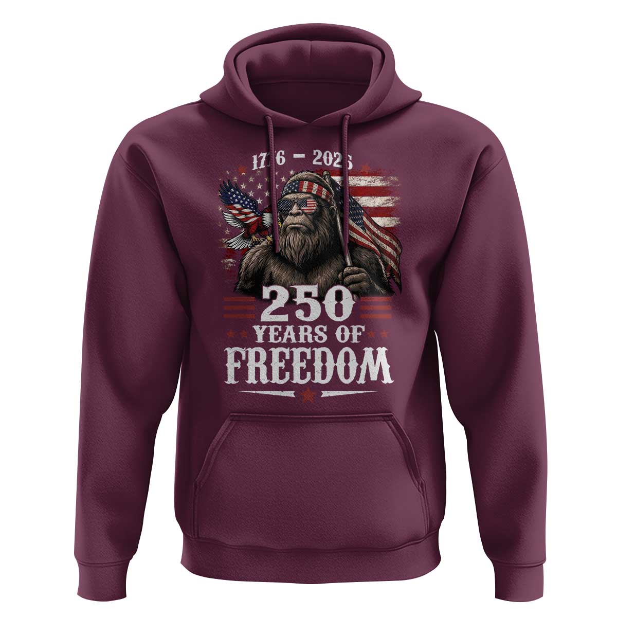 Bigfoot 250 Years Of Freedom Hoodie Patriotic Sasquatch Lover