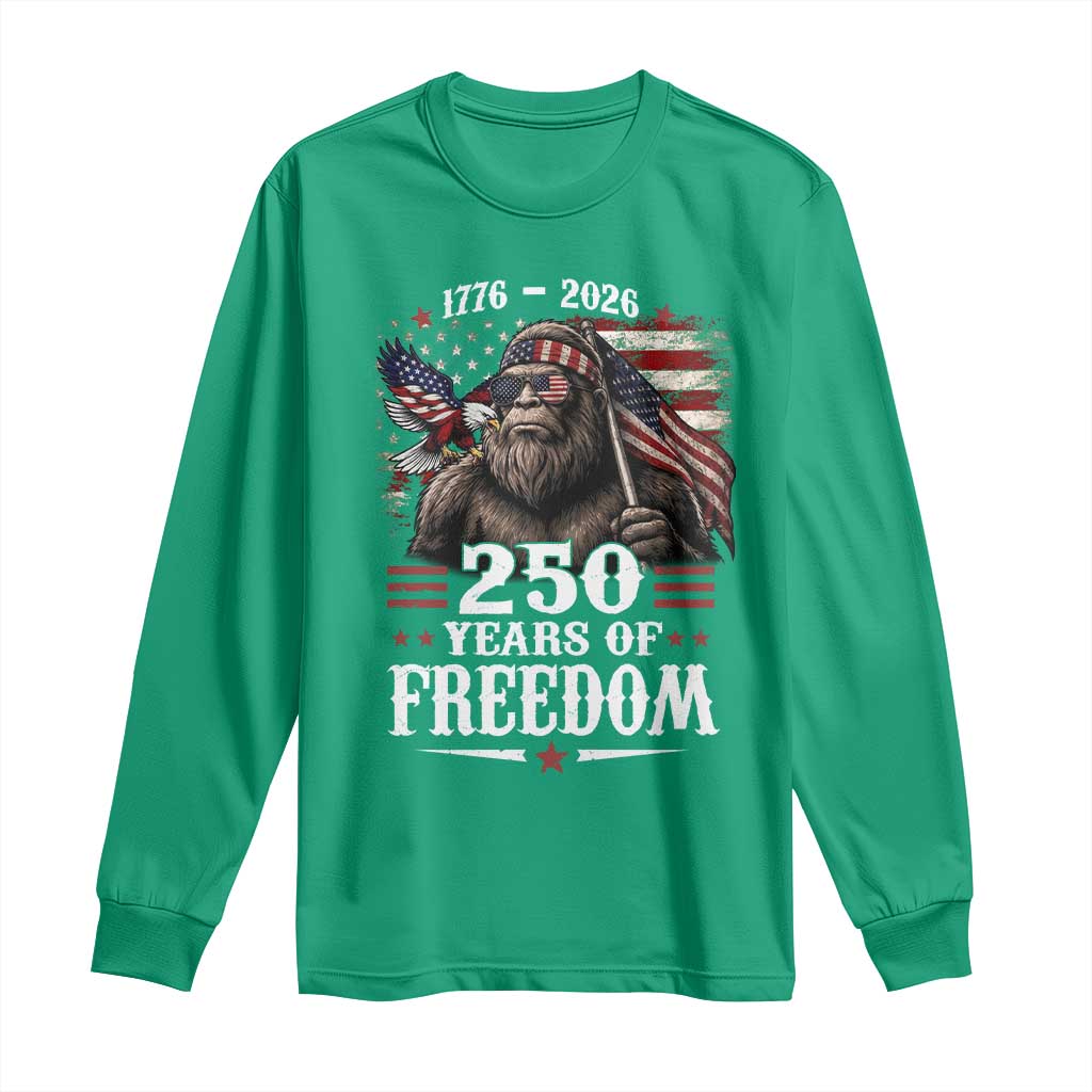 Bigfoot 250 Years Of Freedom Long Sleeve Shirt Patriotic Sasquatch Lover