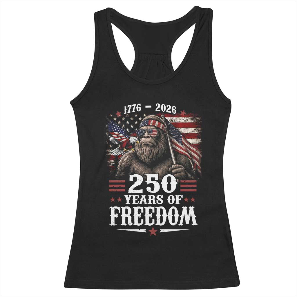 Bigfoot 250 Years Of Freedom Racerback Tank Top Patriotic Sasquatch Lover
