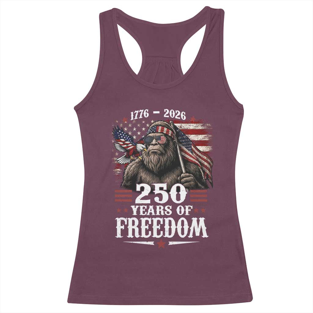 Bigfoot 250 Years Of Freedom Racerback Tank Top Patriotic Sasquatch Lover