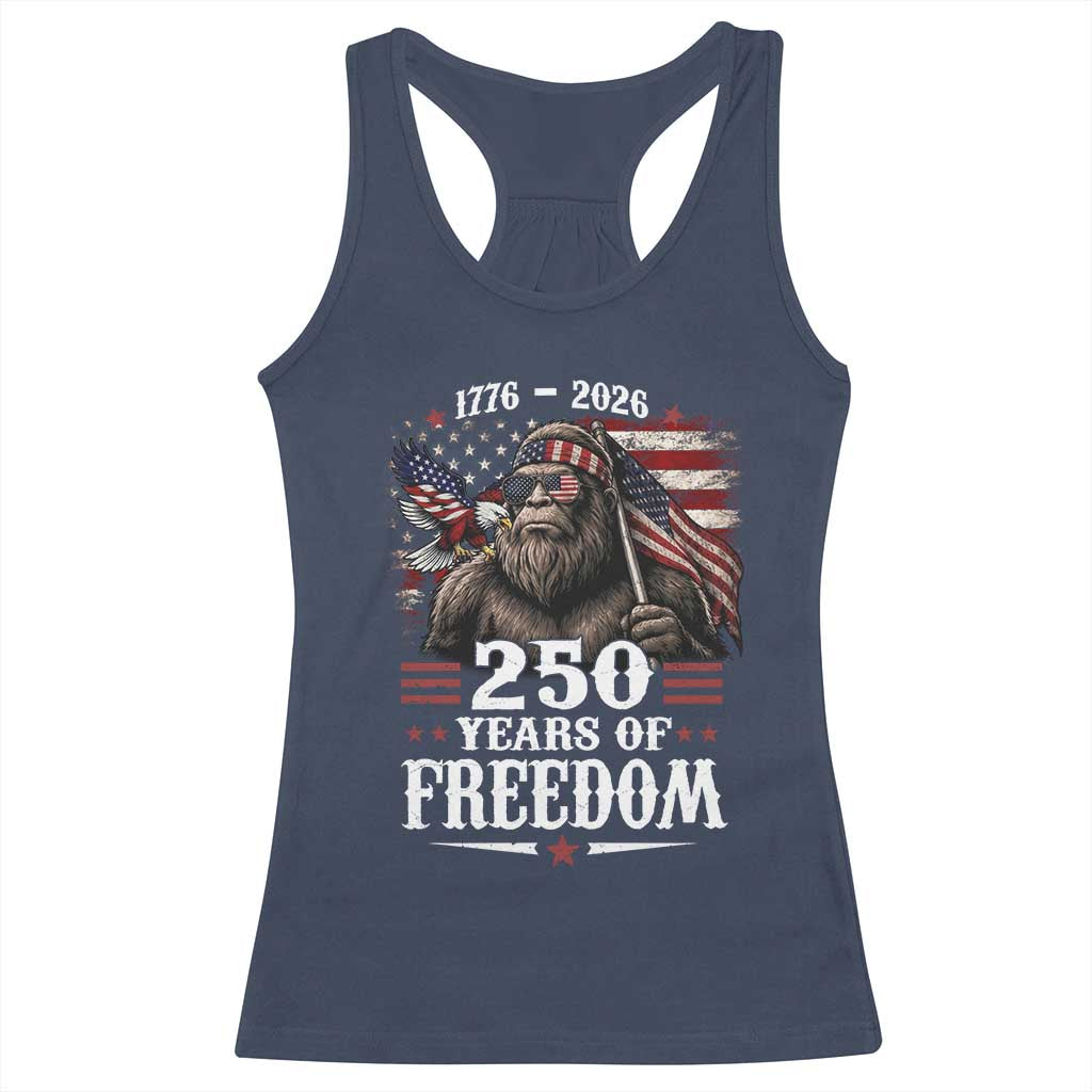 Bigfoot 250 Years Of Freedom Racerback Tank Top Patriotic Sasquatch Lover