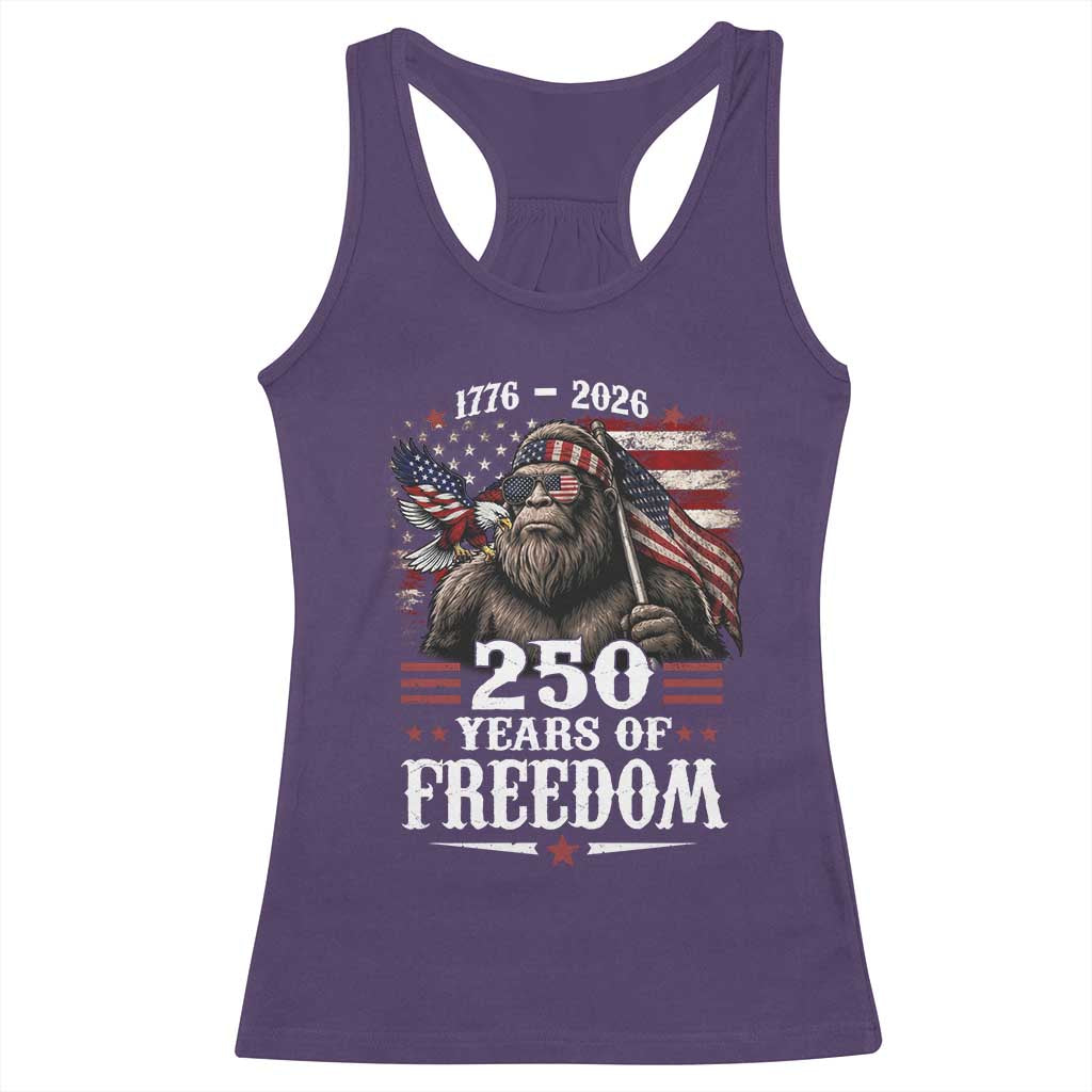 Bigfoot 250 Years Of Freedom Racerback Tank Top Patriotic Sasquatch Lover