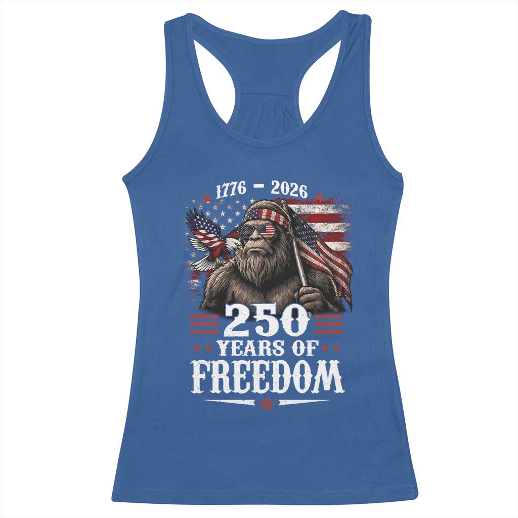 Bigfoot 250 Years Of Freedom Racerback Tank Top Patriotic Sasquatch Lover