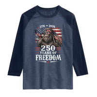 Bigfoot 250 Years Of Freedom Raglan Shirt Patriotic Sasquatch Lover