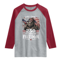 Bigfoot 250 Years Of Freedom Raglan Shirt Patriotic Sasquatch Lover