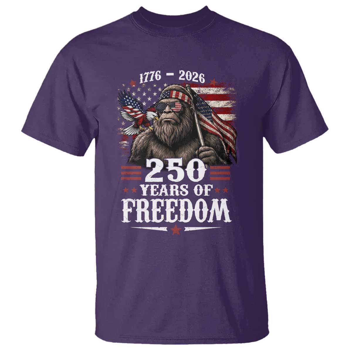 Bigfoot 250 Years Of Freedom T Shirt Patriotic Sasquatch Lover