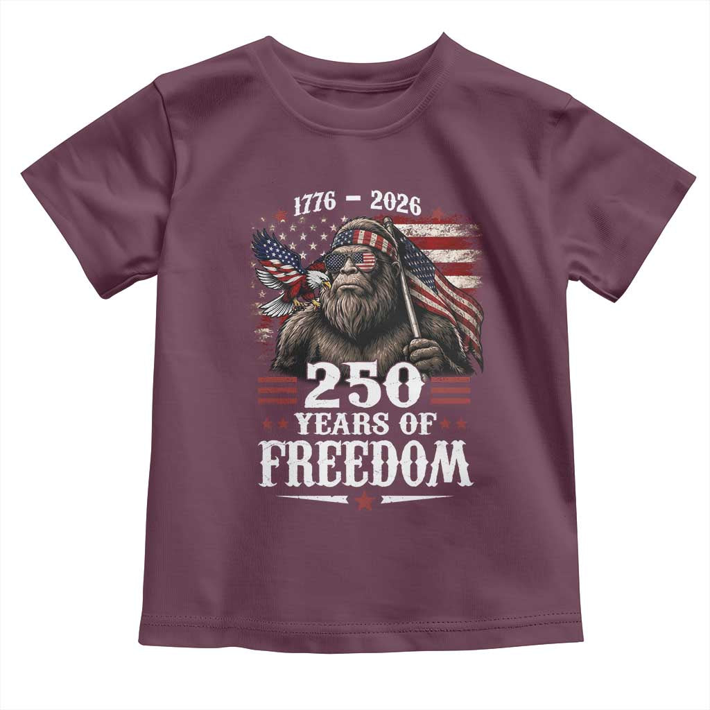 Bigfoot 250 Years Of Freedom Toddler T Shirt Patriotic Sasquatch Lover