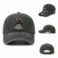 Bigfoot 250 Years Of Freedom Washed Cotton Baseball Cap Patriotic Sasquatch Lover