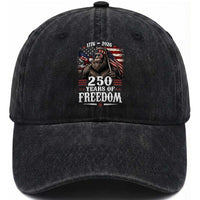 Bigfoot 250 Years Of Freedom Washed Cotton Baseball Cap Patriotic Sasquatch Lover