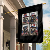 Funny Patriotic Raccoon Selfie Garden Flag USA Flag Red White And Blue Graphic