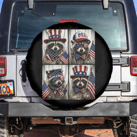Funny Patriotic Raccoon Selfie Spare Tire Cover USA Flag Red White And Blue Graphic