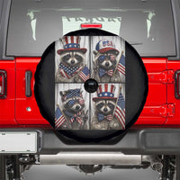 Funny Patriotic Raccoon Selfie Spare Tire Cover USA Flag Red White And Blue Graphic