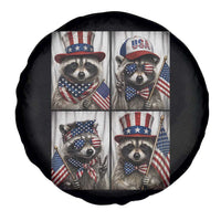 Funny Patriotic Raccoon Selfie Spare Tire Cover USA Flag Red White And Blue Graphic