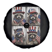 Funny Patriotic Raccoon Selfie Spare Tire Cover USA Flag Red White And Blue Graphic