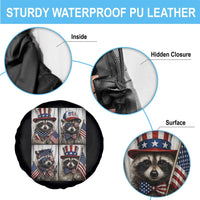 Funny Patriotic Raccoon Selfie Spare Tire Cover USA Flag Red White And Blue Graphic