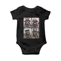 Funny Patriotic Raccoon Selfie Baby Onesie USA Flag Red White And Blue Graphic