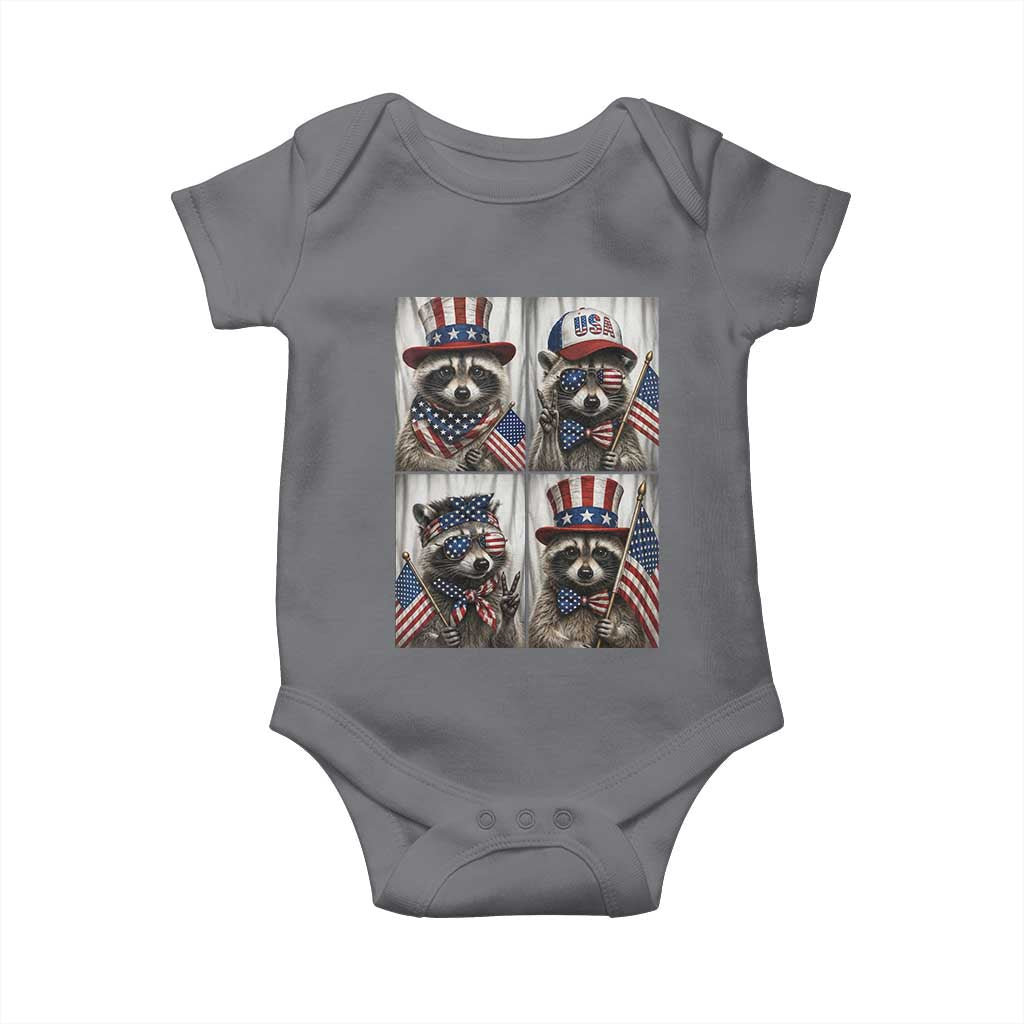 Funny Patriotic Raccoon Selfie Baby Onesie USA Flag Red White And Blue Graphic