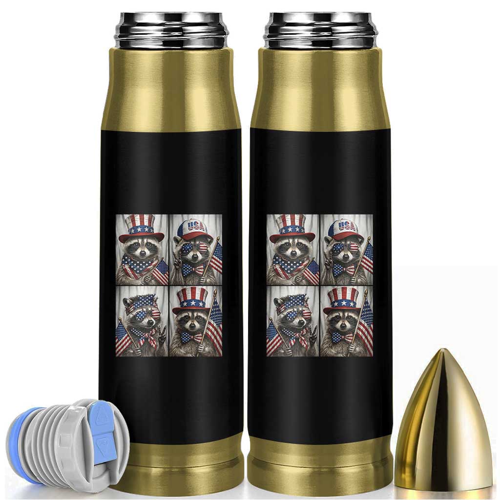 Funny Patriotic Raccoon Selfie Bullet Tumbler USA Flag Red White And Blue Graphic