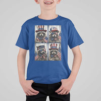 Funny Patriotic Raccoon Selfie T Shirt For Kid USA Flag Red White And Blue Graphic