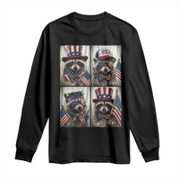 Funny Patriotic Raccoon Selfie Long Sleeve Shirt USA Flag Red White And Blue Graphic