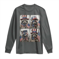 Funny Patriotic Raccoon Selfie Long Sleeve Shirt USA Flag Red White And Blue Graphic