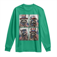 Funny Patriotic Raccoon Selfie Long Sleeve Shirt USA Flag Red White And Blue Graphic