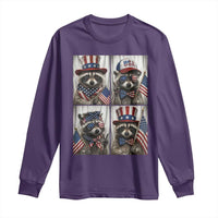 Funny Patriotic Raccoon Selfie Long Sleeve Shirt USA Flag Red White And Blue Graphic