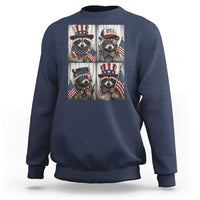 Funny Patriotic Raccoon Selfie Sweatshirt USA Flag Red White And Blue Graphic