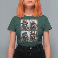 Funny Patriotic Raccoon Selfie T Shirt For Women USA Flag Red White And Blue Graphic