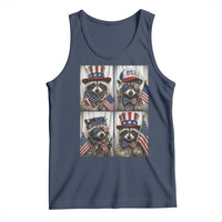 Funny Patriotic Raccoon Selfie Tank Top USA Flag Red White And Blue Graphic