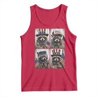 Funny Patriotic Raccoon Selfie Tank Top USA Flag Red White And Blue Graphic