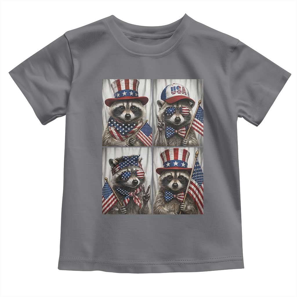 Funny Patriotic Raccoon Selfie Toddler T Shirt USA Flag Red White And Blue Graphic