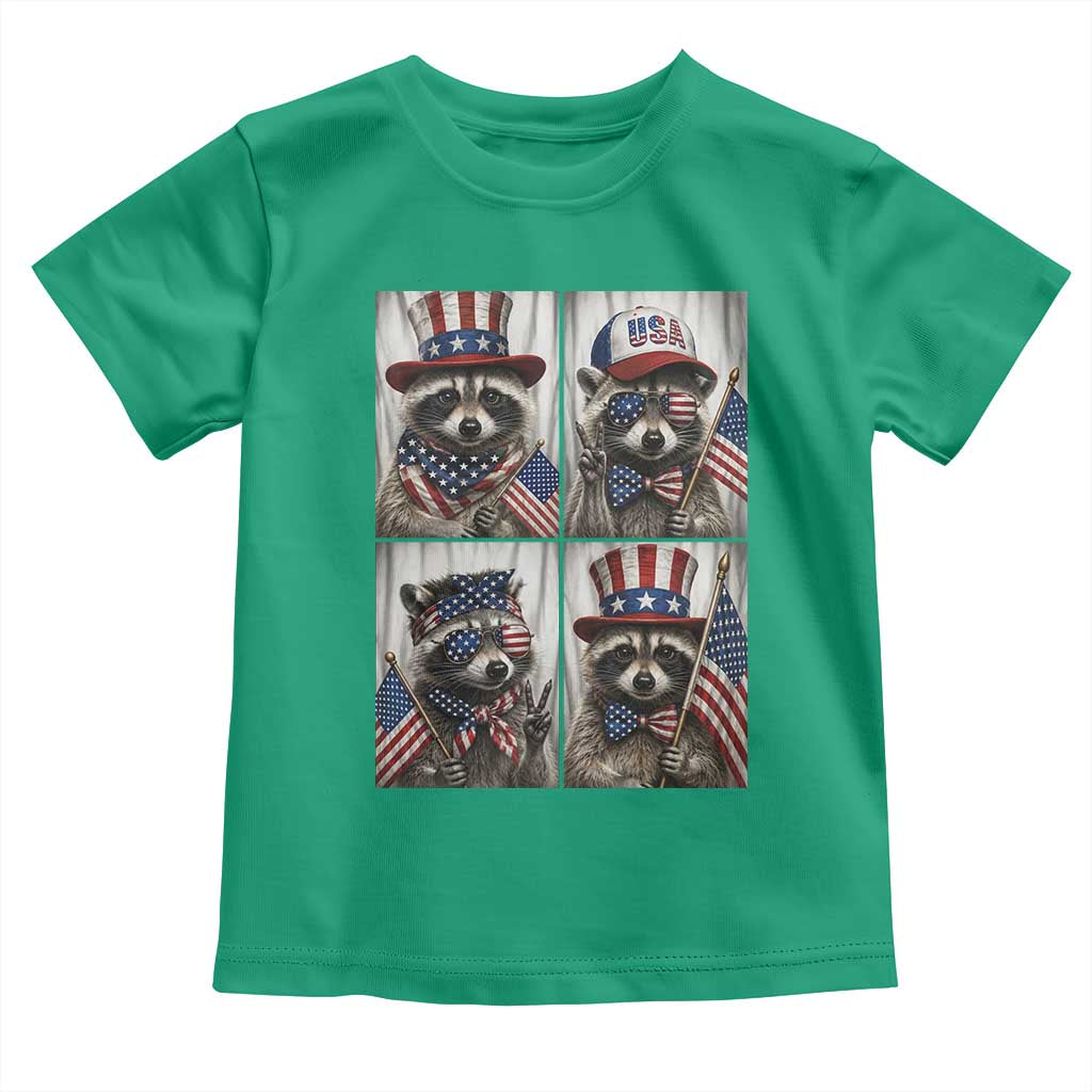 Funny Patriotic Raccoon Selfie Toddler T Shirt USA Flag Red White And Blue Graphic