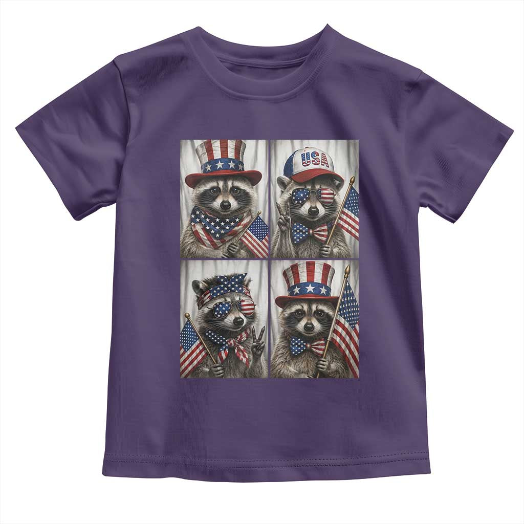 Funny Patriotic Raccoon Selfie Toddler T Shirt USA Flag Red White And Blue Graphic