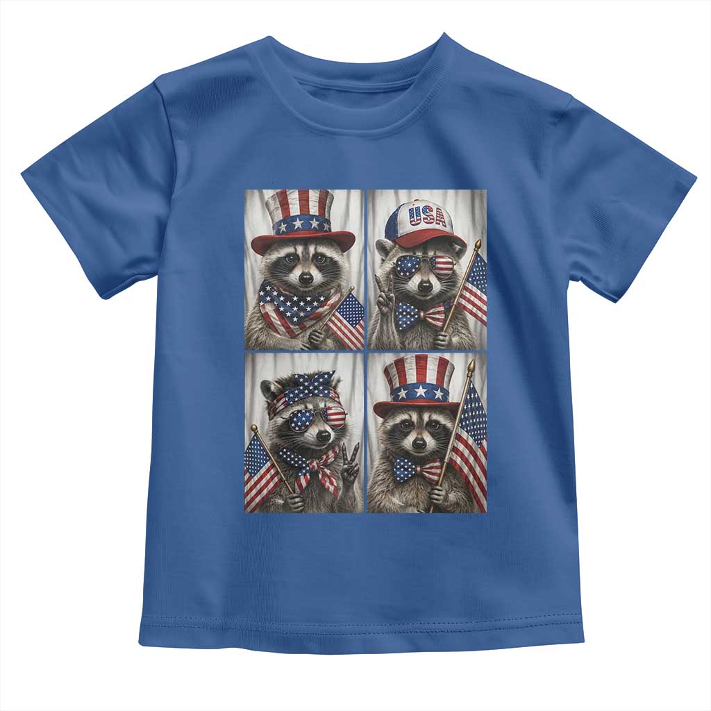 Funny Patriotic Raccoon Selfie Toddler T Shirt USA Flag Red White And Blue Graphic